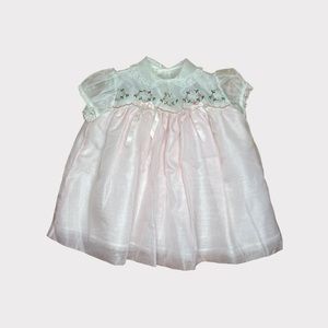 Unbranded Vintage Tulle Pink Lace Trim Peter Pan Collar Dress